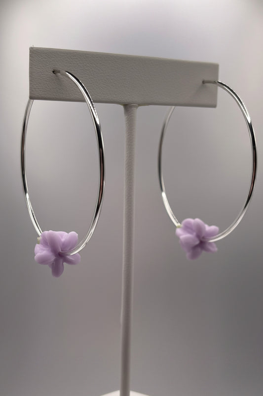 Lavender Bellflower endless hoop earrings