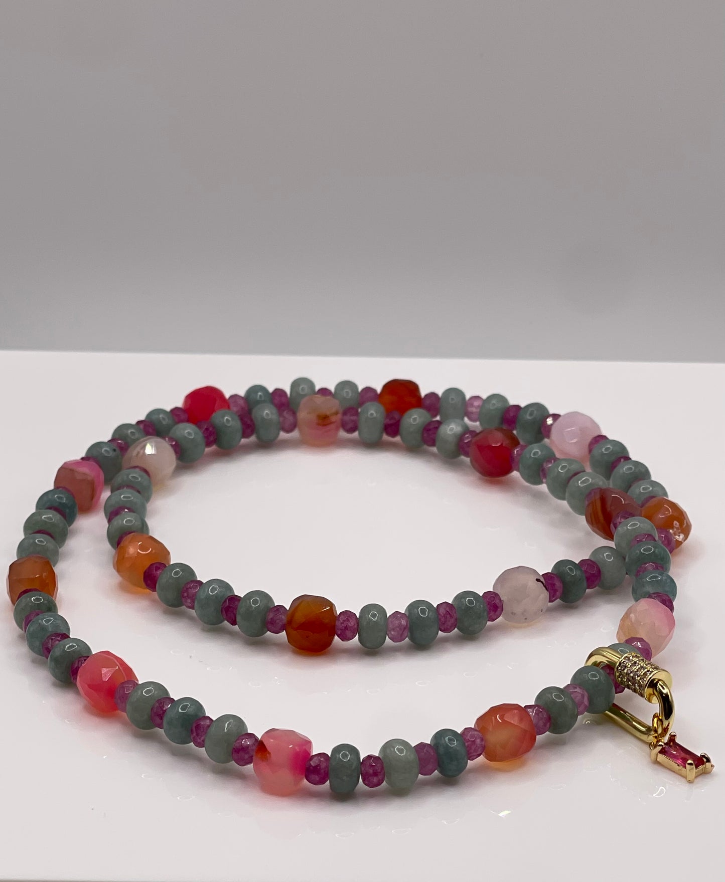 Emma agate and jade necklace