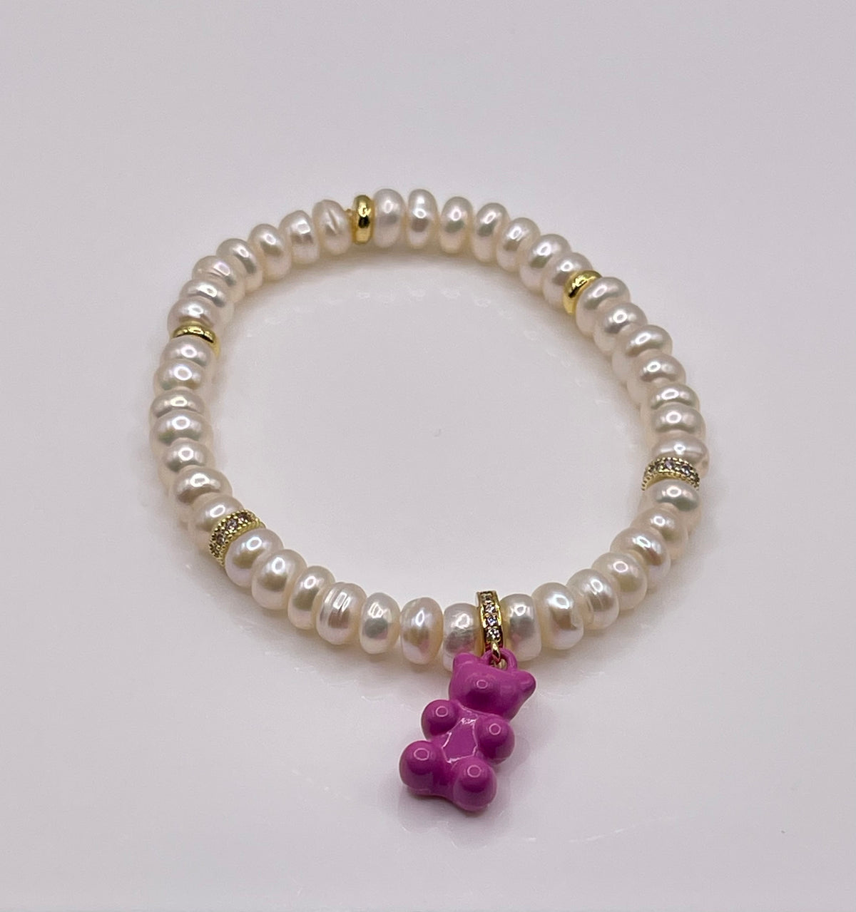 The Pink Gummy Bear and Pearl bracelet