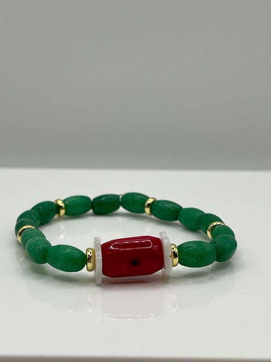 Solange jade and coral bracelet