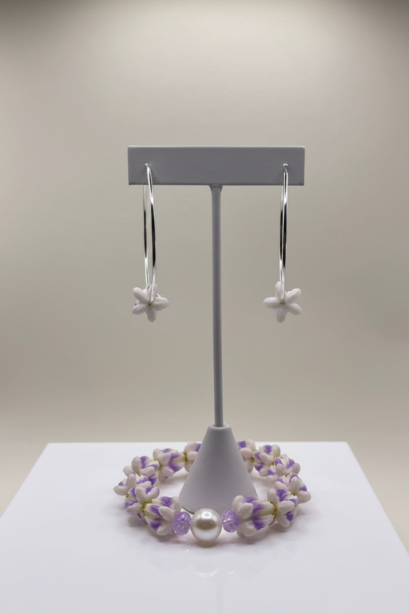 Lavender and White Bellflower earrings