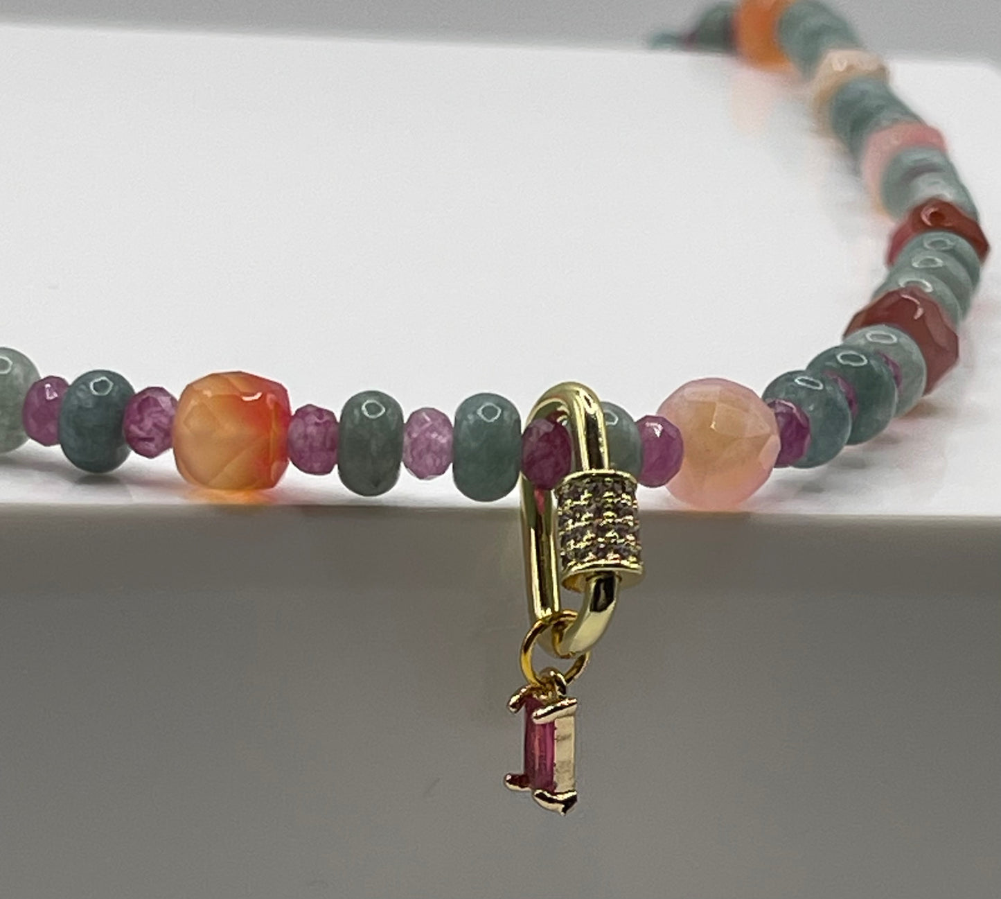Emma agate and jade necklace