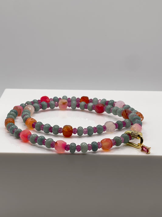 Emma agate and jade necklace